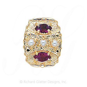 GS268 PL/AMY - 14 Karat Gold Slide with Pearl center and Amethyst accents 
